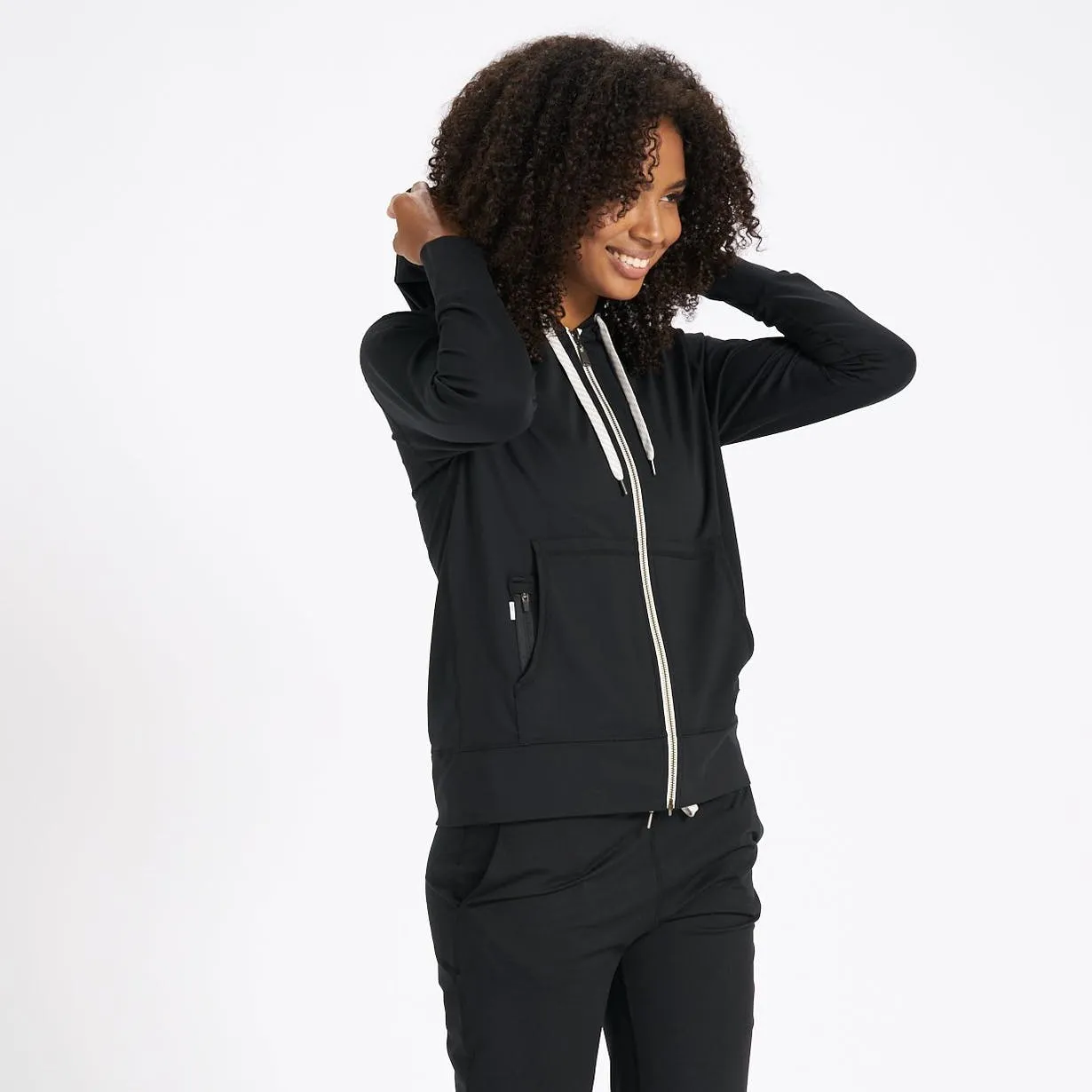 VOURI WOMEN’S good HOODIE HALLO PERFORMANCE ZIP DOWN BLACK