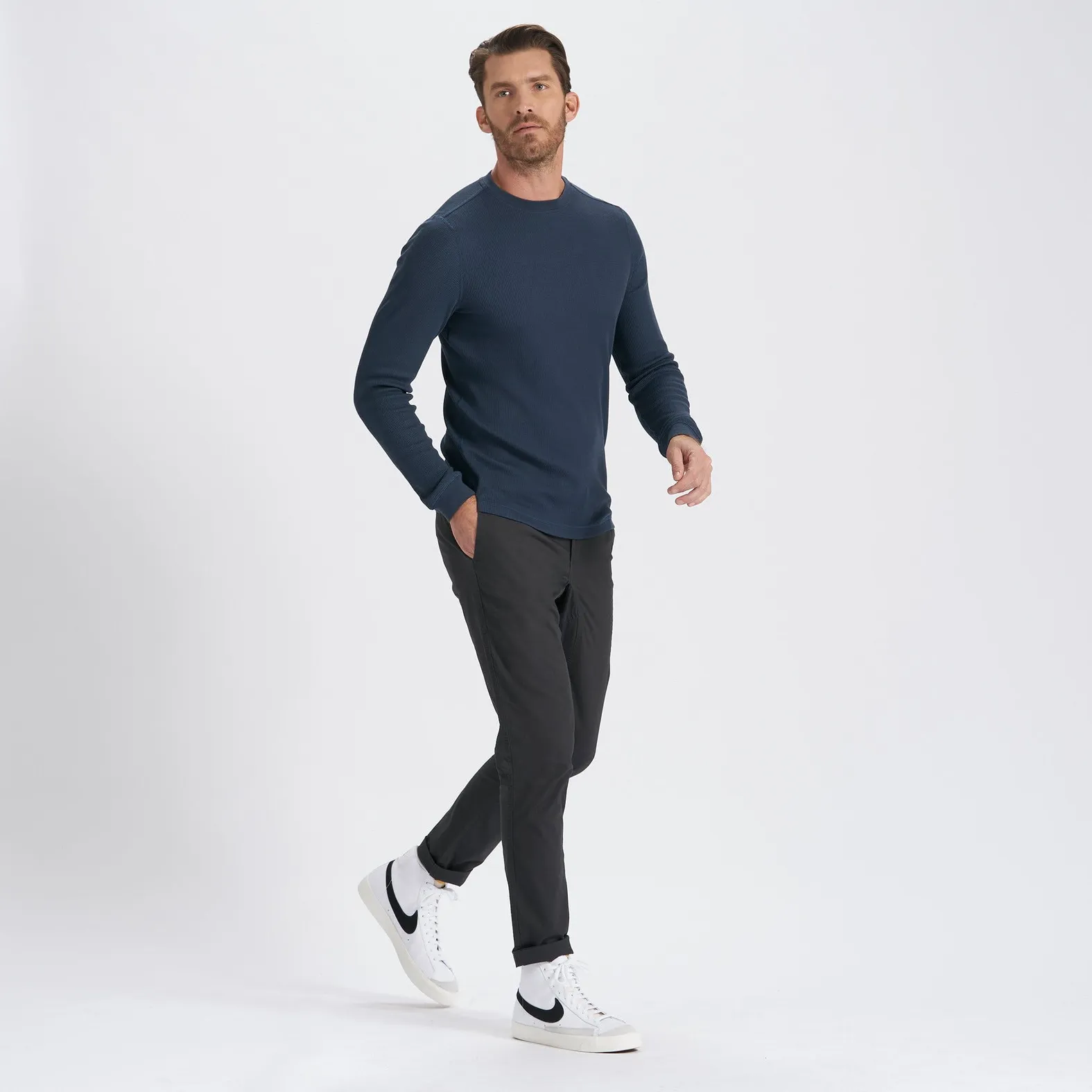 Vuori Men's Waffle Crew Indigo