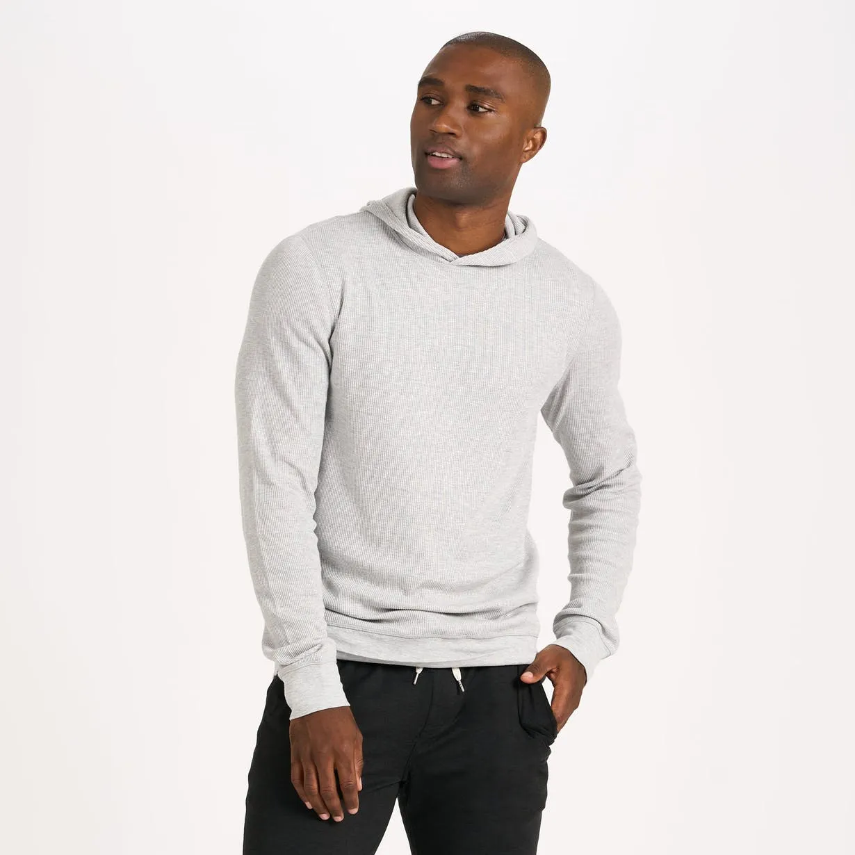 Vuori Men's Waffle Hoodie Light Heather Grey