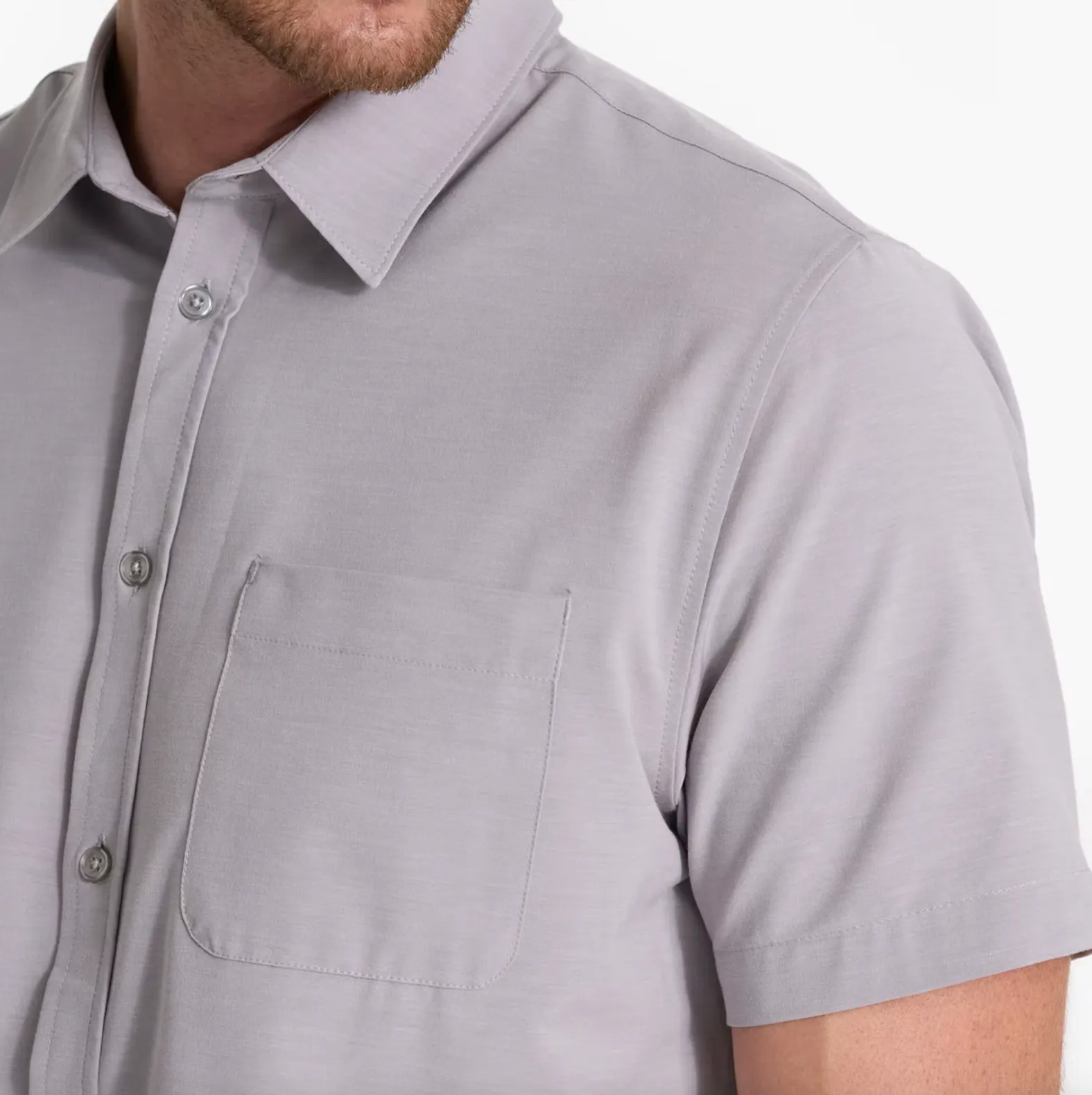 Vuori Men's Short Sleeve Bridge Button Down Fog