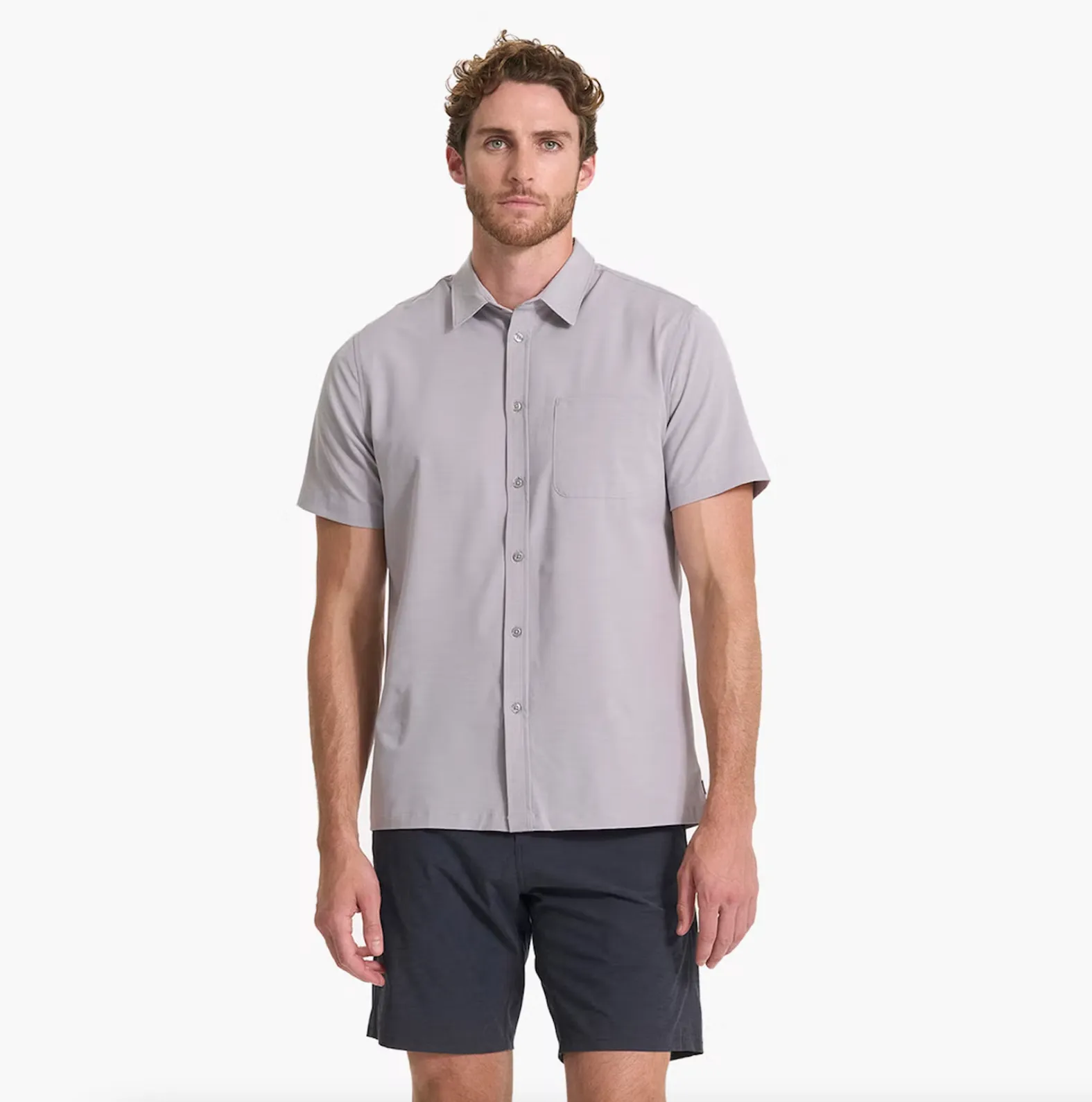 Vuori Men's Short Sleeve Bridge Button Down Fog